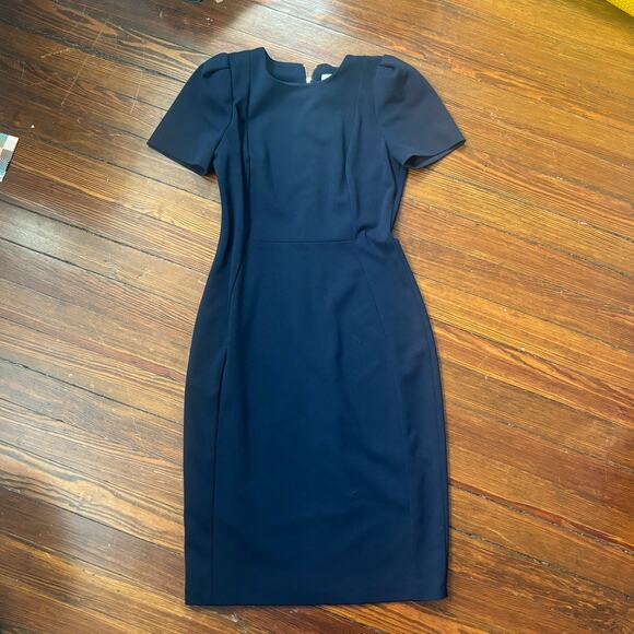 Calvin Klein Navy Blue Cap Sleeve Sheath Dress - Picture 1 of 3